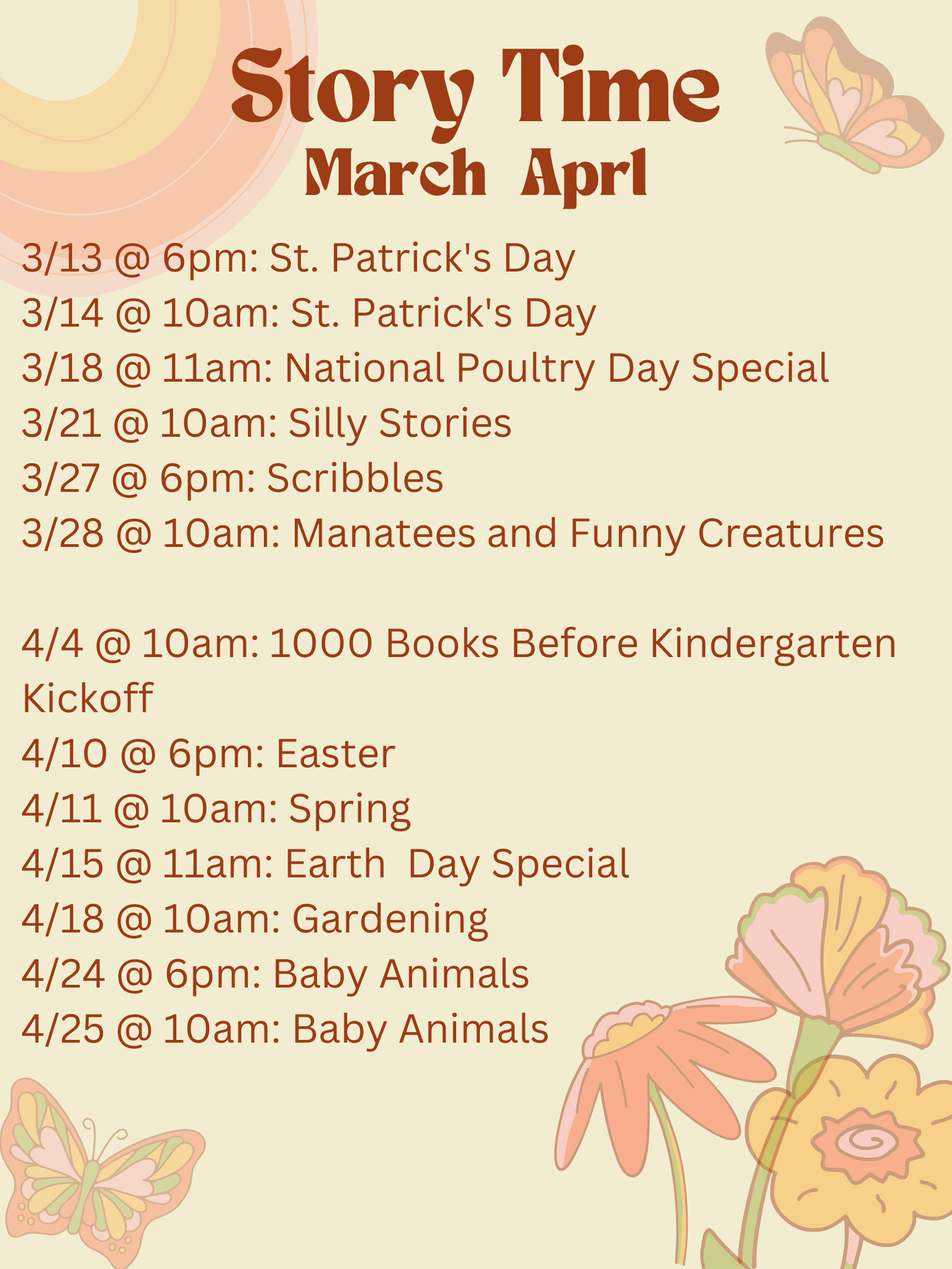Story Time March April